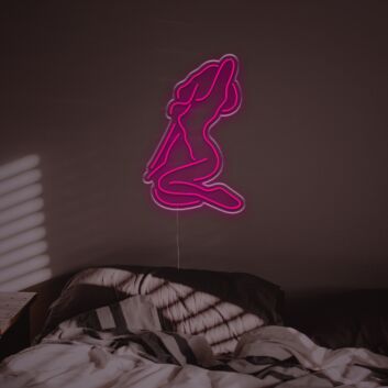 Minimalistisches LED Neonschild mit kniender Figur elegantes Wandlicht für Schlafzimmer oder Studio