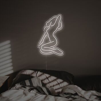 Minimalistisches LED Neonschild mit kniender Figur elegantes Wandlicht für Schlafzimmer oder Studio