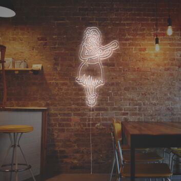 Hula Tänzerin LED Neonschild mit Ukulele tropische Wanddekoration für Bar und Café