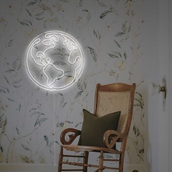 Globus LED Neonschild minimalistische Wanddekoration für modernes Zuhause