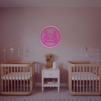 Enhance Any Space with the Little Robot With Circle LED Neon Sign - Perfect for Home Decor, Bars, and Children&#039;s Rooms.