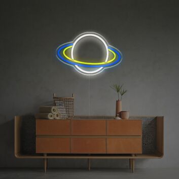 Bring cosmic charm to your home, office, or event with the Planet With Star Rings LED Neon Sign.