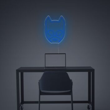 Abstrakte Katzenmaske LED Neonschild in modernem minimalistischen Design für stilvolle Wanddekoration und kreative Raumbeleuchtung