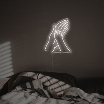 Minimalistisches Hände im Gebet LED Neonschild für ruhige stimmungsvolle Wanddekoration im Schlafzimmer oder Wohnbereich
