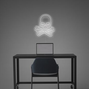 Abstraktes LED Neonschild mit Totenkopf Motiv als moderne Wandbeleuchtung für Büro Gaming Zimmer oder kreative Raumgestaltung