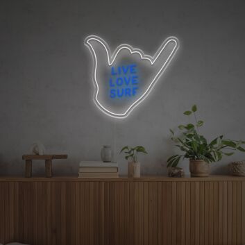 LIVE LOVE SURF LED-Neonschild für Wohnzimmer oder Surfshop
