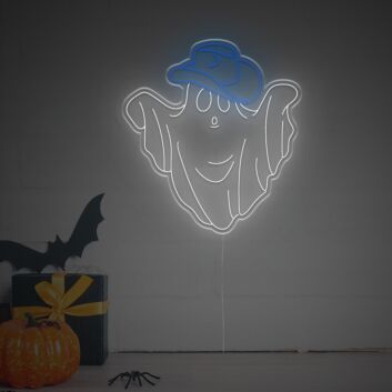 Geist mit Cowboyhut LED-Neonschild für Halloween Party