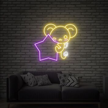 niedlicher Bär mit Stern LED-Neonschild Wohnzimmer Kinderzimmer