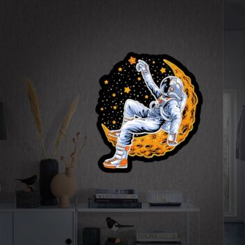 Astronaut auf Mond mit Sternen LED-Neonschild Wohnzimmer Kinderzimmer
