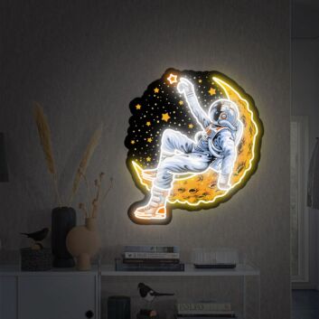 Astronaut auf Mond mit Sternen LED-Neonschild Wohnzimmer Kinderzimmer