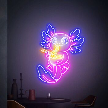 Axolotl mit Nudelschüssel LED-Neonschild für Restaurant und Wohnzimmer