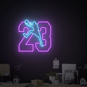 Brighten Up Your Game Room and Celebrate in Style: Basketball Neon Sign No 23 Jersey Neon Lights Decor for Sports-Themed Parties, Bars, and Home Entertainment Areas.