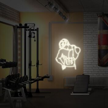Muskelmann mit Hantel LED-Neonschild Fitnessstudio
