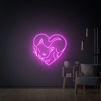 Katze in Herzform LED-Neonschild Wohnzimmer Schlafzimmer