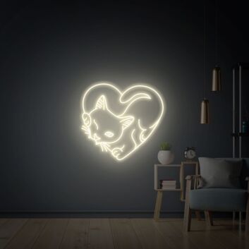 Katze in Herzform LED-Neonschild Wohnzimmer Schlafzimmer