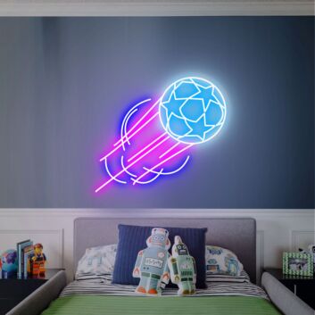 Fußball mit Sternmuster LED-Neonschild für Sportzimmer oder Bar