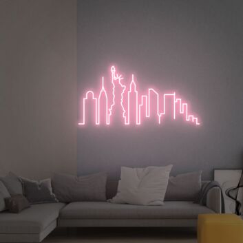 New York Skyline mit Freiheitsstatue LED-Neonschild Wohnzimmer Büro