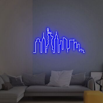 New York Skyline mit Freiheitsstatue LED-Neonschild Wohnzimmer Büro