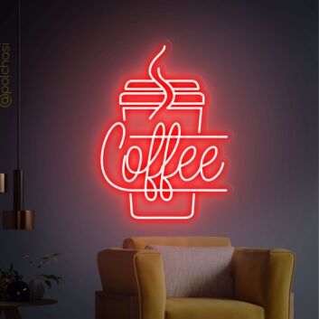 Kaffeebecher mit Dampf LED Neonschild für Café und Küche