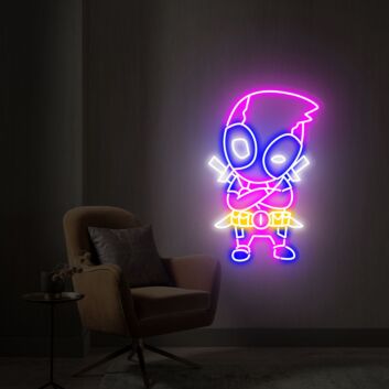 Comicfigur mit Schwertern LED-Neonschild Gamingzimmer Bar