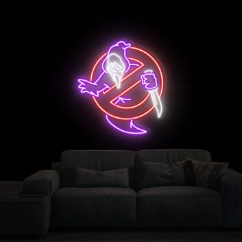 Geist mit Messer im Verbotsschild LED-Neonschild Wohnzimmer Gamingzimmer