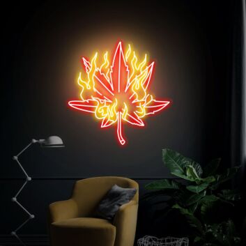 Brennendes Cannabisblatt LED-Neonschild für Bar Club