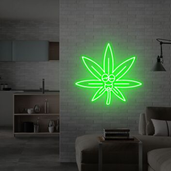 Cannabisblatt mit Gesicht LED-Neonschild Bar Club