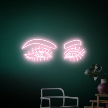 Augen mit Augenbrauen LED-Neonschild für Wohnzimmer Studio