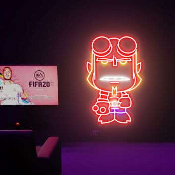 Comicfigur mit Schutzbrille LED-Neonschild für Gamingzimmer