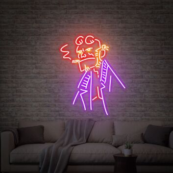 rauchender Mann mit Brille LED-Neonschild Wohnzimmer Bar