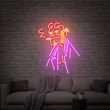 rauchender Mann mit Brille LED-Neonschild Wohnzimmer Bar
