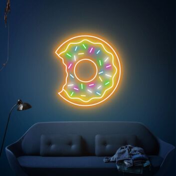 angebissener Donut mit Streuseln LED-Neonschild für Wohnzimmer Café