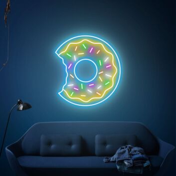angebissener Donut mit Streuseln LED-Neonschild für Wohnzimmer Café