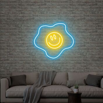 Spiegelei mit Smiley LED-Neonschild für Wohnzimmer Café