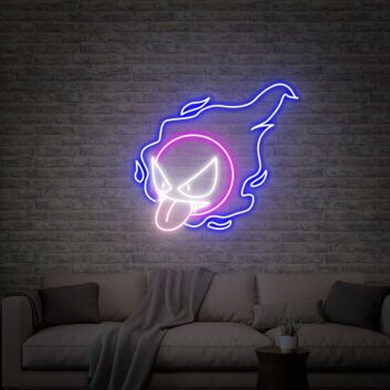 böser Geist mit herausgestreckter Zunge LED-Neonschild für Gaming Zimmer und Wohnzimmer