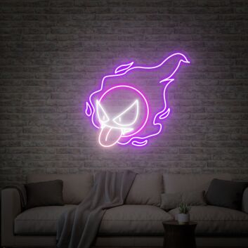 böser Geist mit herausgestreckter Zunge LED-Neonschild für Gaming Zimmer und Wohnzimmer