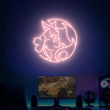 Anime Fuchs Kopf mit Blume LED-Neonschild für Gaming Zimmer