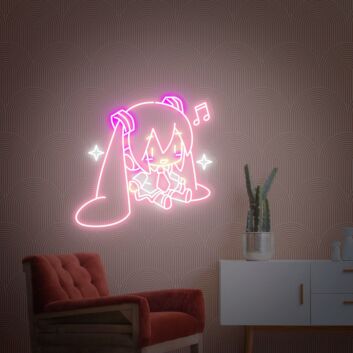 Elevate your game room and anime-themed parties with the Hatsune Miku Neon Sign Music Animal Neon Lights Decor, perfect for adding a vibrant touch to your home, office, or store ambiance.