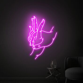 Handgeste mit zwei Fingern LED-Neonschild Wohnzimmer Bar