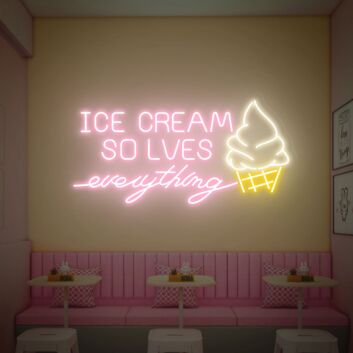 ICE CREAM SOLVES everything LED-Neonschild für Eisdiele oder Café