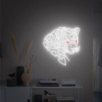 Leopard mit Herzmustern LED-Neonschild für Wohnzimmer oder Schlafzimmer