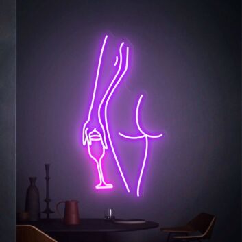 Frauenfigur mit Sektglas LED-Neonschild für Bar Club