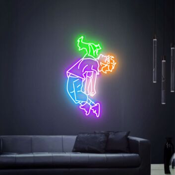 schwebende Person mit Katze LED-Neonschild Wohnzimmer Studio