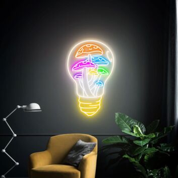 Glühbirne mit Pilzen LED-Neonschild Wohnzimmer Studio