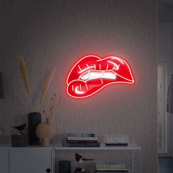 Lippen mit leichtem Biss LED-Neonschild für Bar oder Wohnzimmer