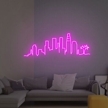 Stadt Skyline mit Palmen LED-Neonschild für Wohnzimmer Büro