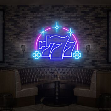 Spark up your game room and celebrations with the Lucky Seven 7 Number Jackpot Casino Decor Slot Machine Neon Bar Sign Party Wall Decor, perfect for any casino night, home bar, or festive event.