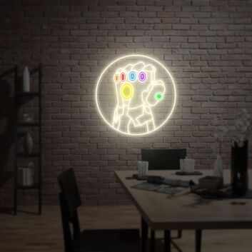 Hand mit bunten Steinen LED-Neonschild Wohnzimmer Gamingzimmer