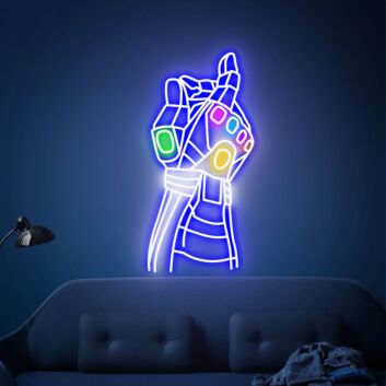 Hand mit bunten Steinen LED-Neonschild Wohnzimmer Gamingzimmer