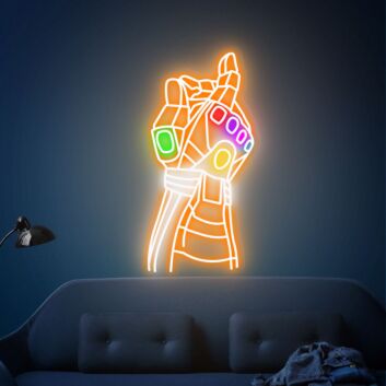 Hand mit bunten Steinen LED-Neonschild Wohnzimmer Gamingzimmer